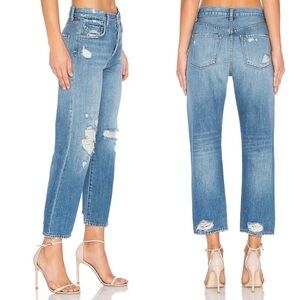 J BRAND Ivy Cropped Distressed High-rise Straight-leg Jeans In Bleach Wrecked